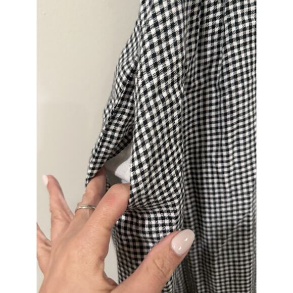 Quince Black Gingham European Linen Scoop Neck Xs Midi Dress 2301 - Picture 7 of 10